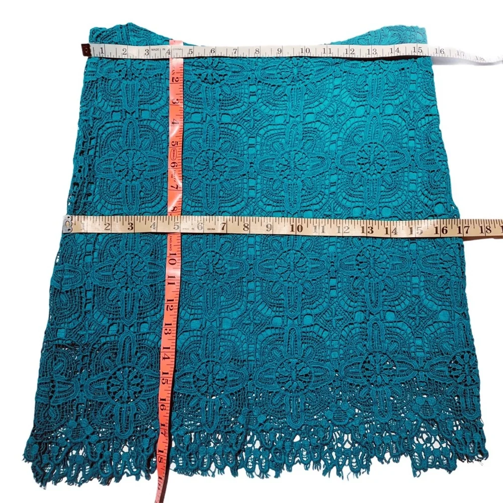 Teal Lace Skirt, Lined, 100% Cotton by Laffaire